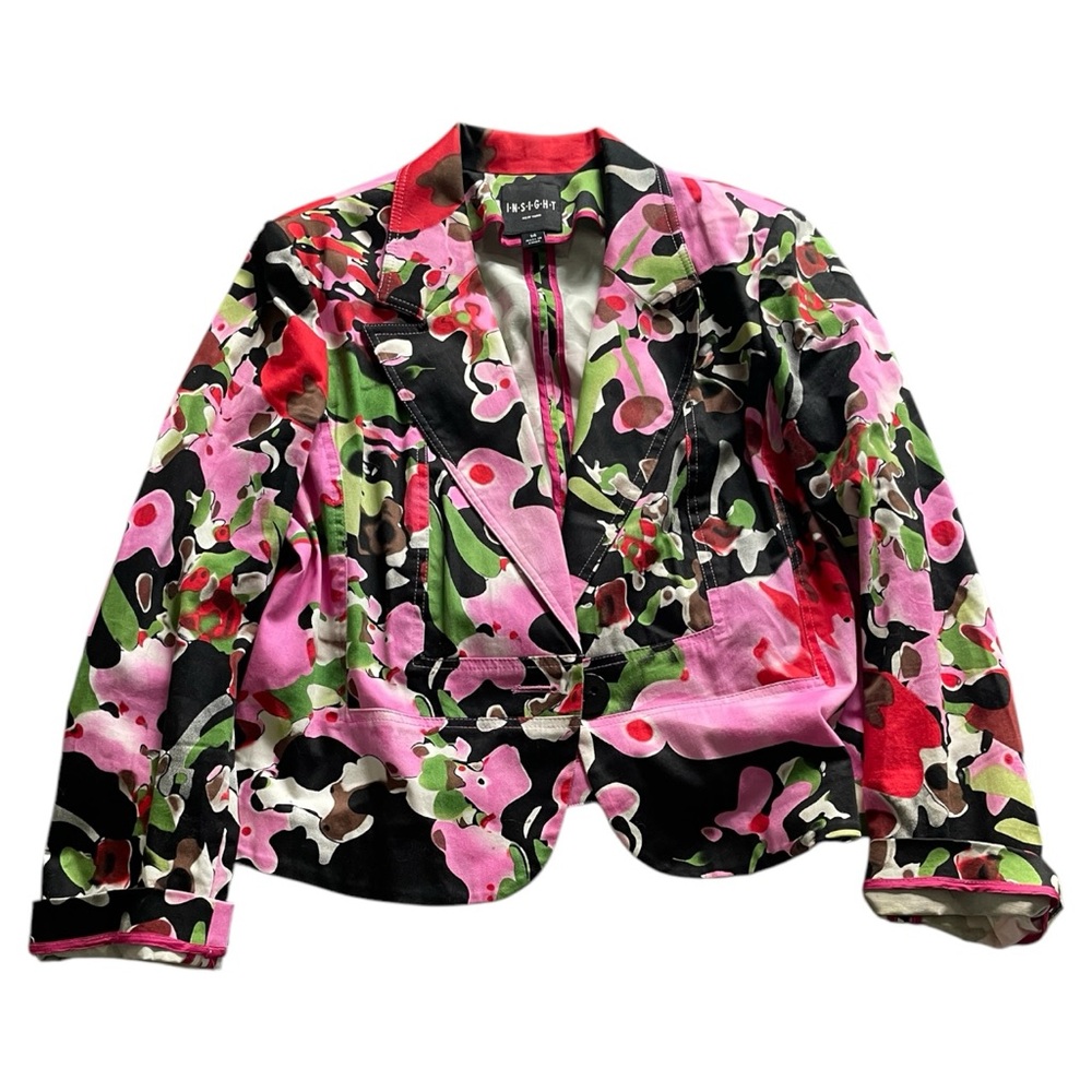 EUC Funky Floral Stretch Cotton Insight New York Jacket 14 Boho Indie Sleeze